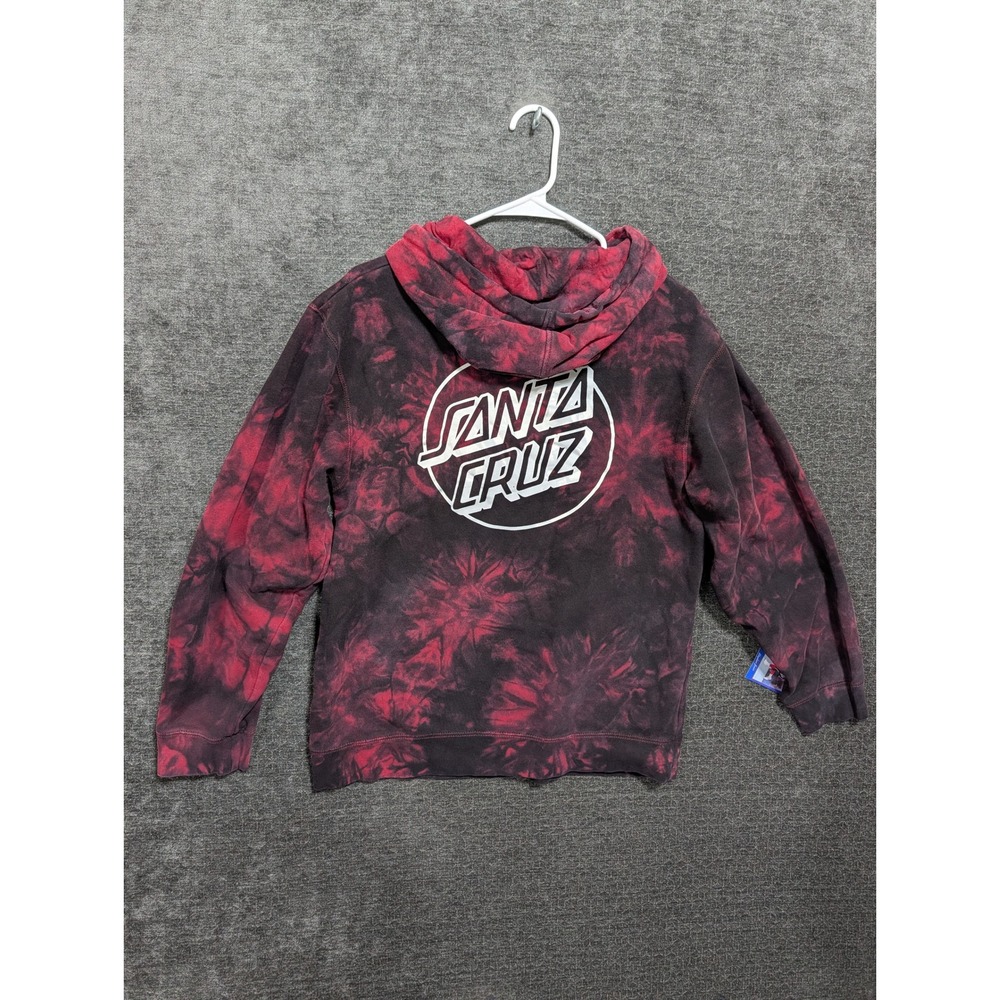 Santa Cruz Skateboards Red Black Tie Dye Hoodie Mens Medium Dot Logo Pullover